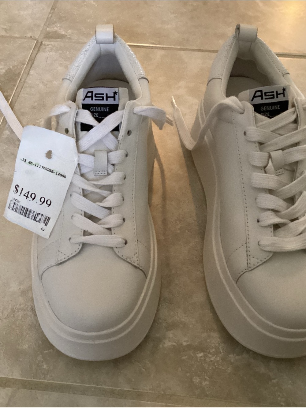 New ASH White Leather Platform Sneakers - Picture 5 of 8